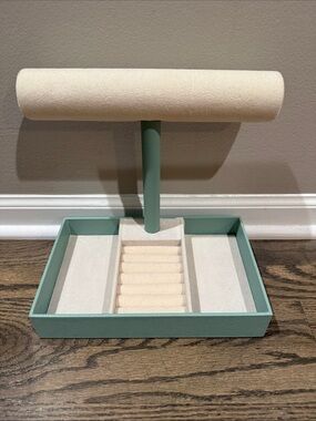 Two-Tier Jewelry Display Stand in Mint and Cream